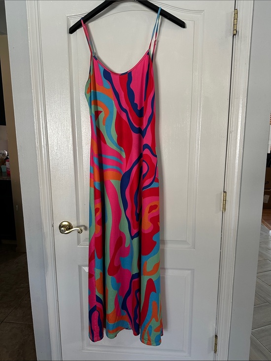 SHEIN Dresses & Skirts - SHEIN Pink Multicolor Abstract Slip Maxi Dress